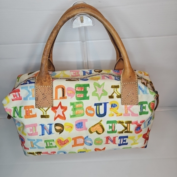 Dooney & Bourke Colorful Alphabet Scribble Canvas Tote Bag ,Multi Print Rr Vntg - Picture 3 of 14